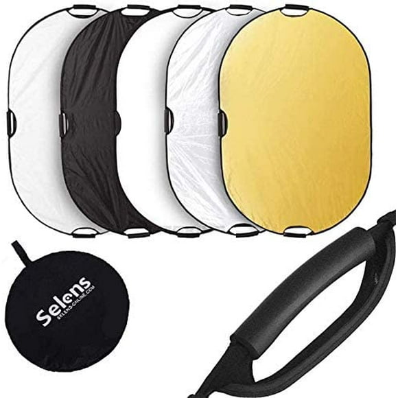 Selens Photography Reflector 59x39inches 5 in 1 Light Diffusers Collapsible with Handle for Photo Studio Lighting &