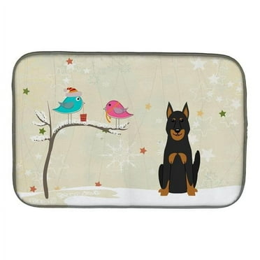 Carolines Treasures BB2552DDM Christmas Presents Between Friends Beauce Shepherd Dog Dish Drying Mat