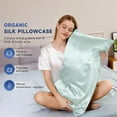 thumbnail image 3 of THXSILK 25 Momme Silk Pillowcase, Both Side 100% Mulberry Silk Pillowcase for Hair and Skin, Natural Mulberry Silk Dual Sides with Hidden Zipper, California King(20"x40"), Light Blue, 3 of 8