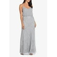 thumbnail image 2 of Adrianna Papell Spaghetti Strap V-Neck Blouson Zipper Back Embellished Mesh Dress-BRIDAL SILVER / 0, 2 of 3