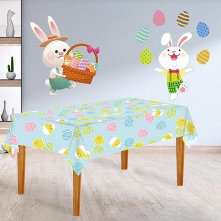 

Easter Tablecloth 3Pcs Easter Party Deacoration Supplies Easter Table Cover Disposable Easter Eggs Plastic Tablecloth Rectangle Spring Table Decorations for Home Kitchen-54 x 70