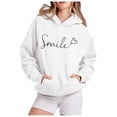 thumbnail image 2 of Tanghaowl Women's Sweatshirt Letter Print Hoodies Long Sleeved Hoodie and Cozy Warm Lining White XL, 2 of 5