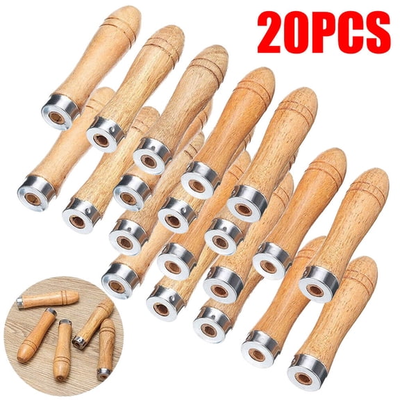 20PCS Wooden File Handle Replacement Strong Metal Collar For File Craft Tools