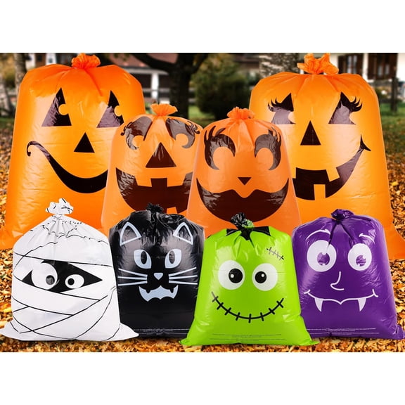 16-Pack Halloween Lawn Leaf Bags, Heavy-Duty Yard Waste Bags