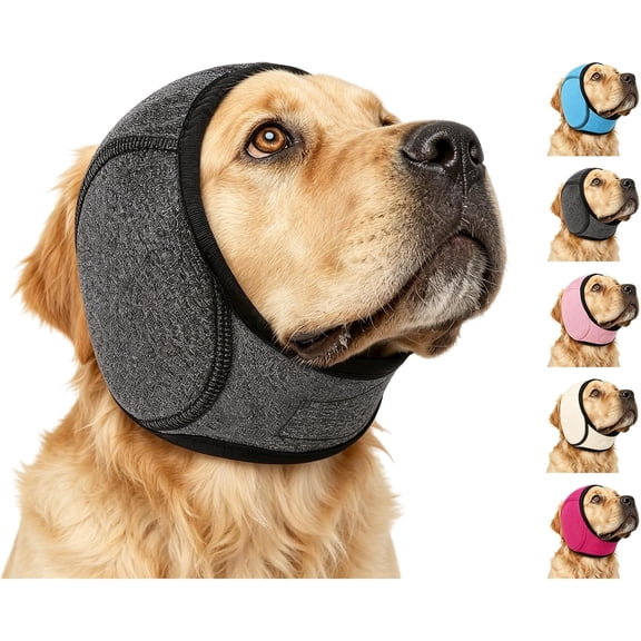 Noise Cancelling Ear Wrap, Dog No Shake Ear Muffs Noise Protection Firework Thunder Vacuum, Comfortable Quiet Dogs Calming Hoodie, Adjustable for Grooming Bathing & Swimming (Black, X-Large)