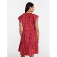 thumbnail image 3 of Time and Tru Women's and Women's Plus Tiered Cotton Mini Dress with Flutter Sleeves, Sizes XS-4X, 3 of 5