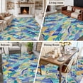 thumbnail image 5 of 6'x9' Area Rugs, Blue Teal Geometric Indoor Outdoor Area Rug for Living Room Bedroom, Grey Marble Abstract Art Modern Washable Bathroom Rugs Kitchen Floor Carpet Mats Home Decor Aesthetic, 5 of 8