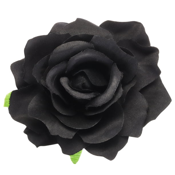 1 Pcs Clips de cabello de flor de rosa de 4 pulgadas para mujeres, accesorios para el cabello en negro