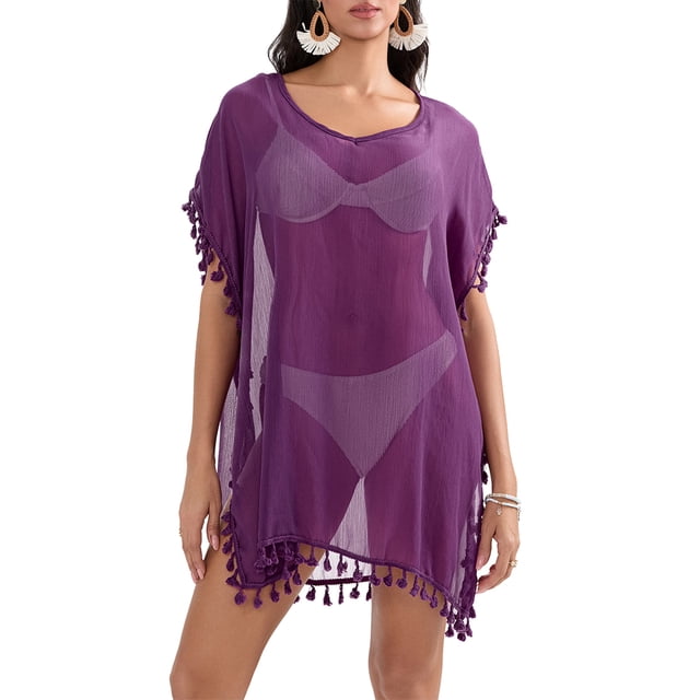 Argulvti Bikini de Plage pour Femmes, Tenue de Plage Couvre-Maillot à Franges, Robe d'Été pour Dames