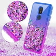 thumbnail image 3 of Spy Case for At&t Motivate 2 / Cricket Icon 3 / Splendor Case Liquid Glitter Fitted Phone Case Cover with Tempered Glass Screen Protector - Purple/Blue, 3 of 5