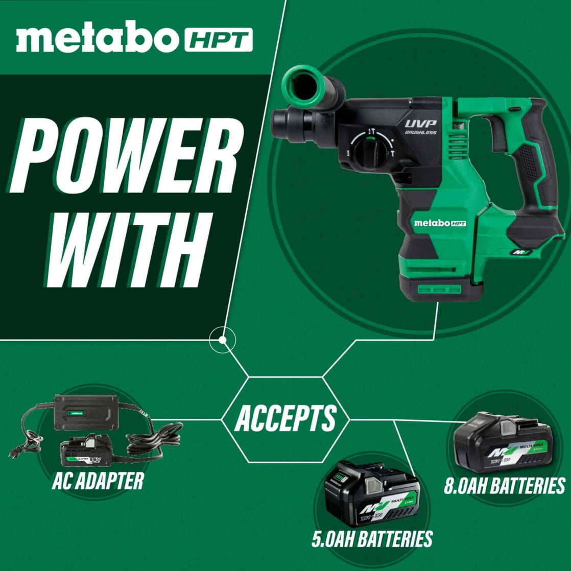 Metabo HPT 36V Cordless Hammer Drill, SDS Plus, DH3628DAQ4