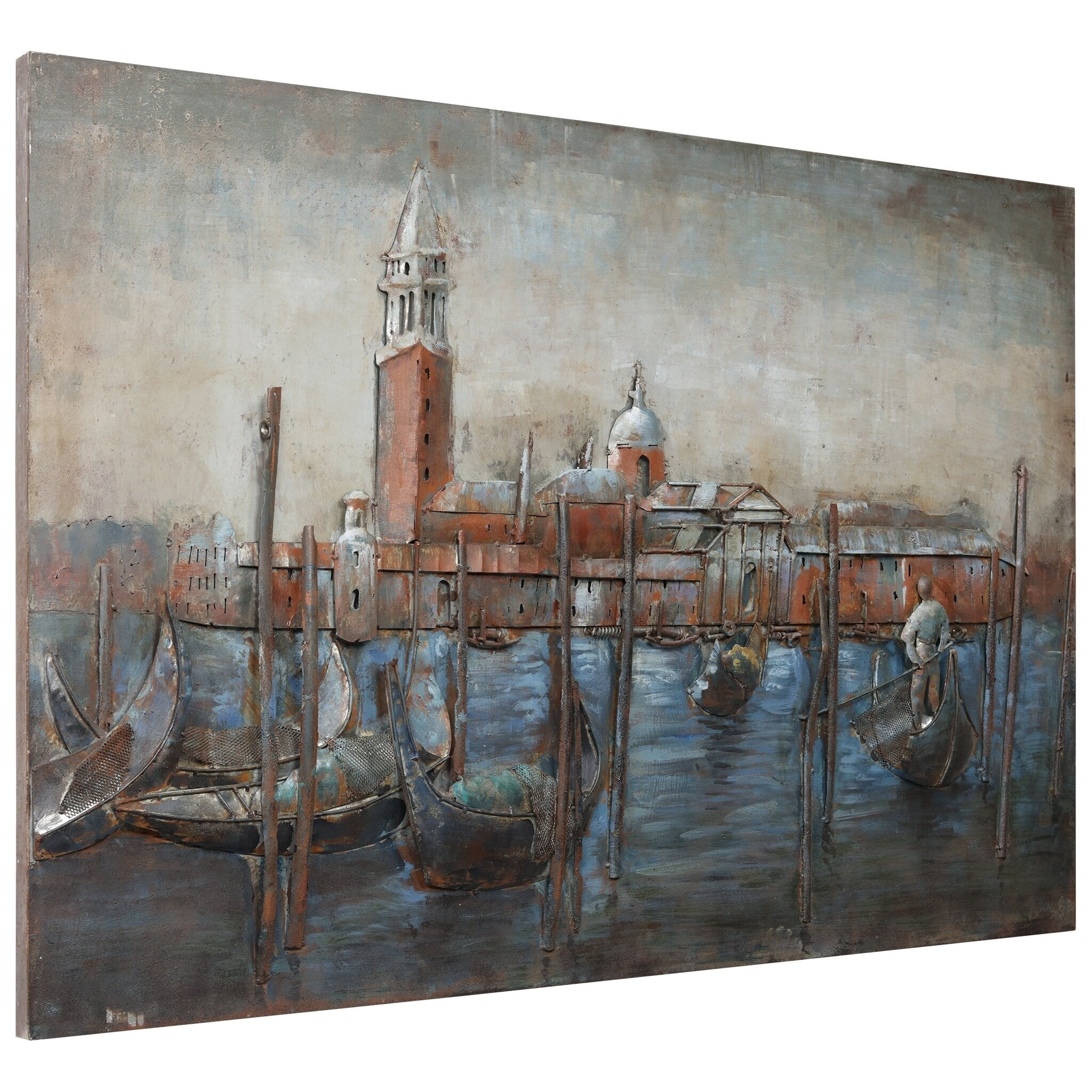 Empire Art Direct Primo Mixed Media 3D Iron Wall Sculpture - Gondolas in Venice