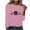 Z015-Pink, variant on Neewe Women's Long-Sleeve Crew-Neck Cotton T-Shirt Classic-Fit Shirt Soft Breathable Casual Tee Basic Tops