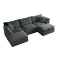 thumbnail image 3 of 3-Seater U-Shaped Sectional Sofa w/Reversible Footrest, Convertible Corner Couch with 2 Ottomans, Minimalist Soft Sofa & Couch for Living Room (Gray), 3 of 11