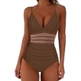 thumbnail image 4 of Roncen Women's Tummy Control Swimsuits Mesh Sexy One Piece Bathing Suits Slimming V Neck Swimwear, 4 of 8