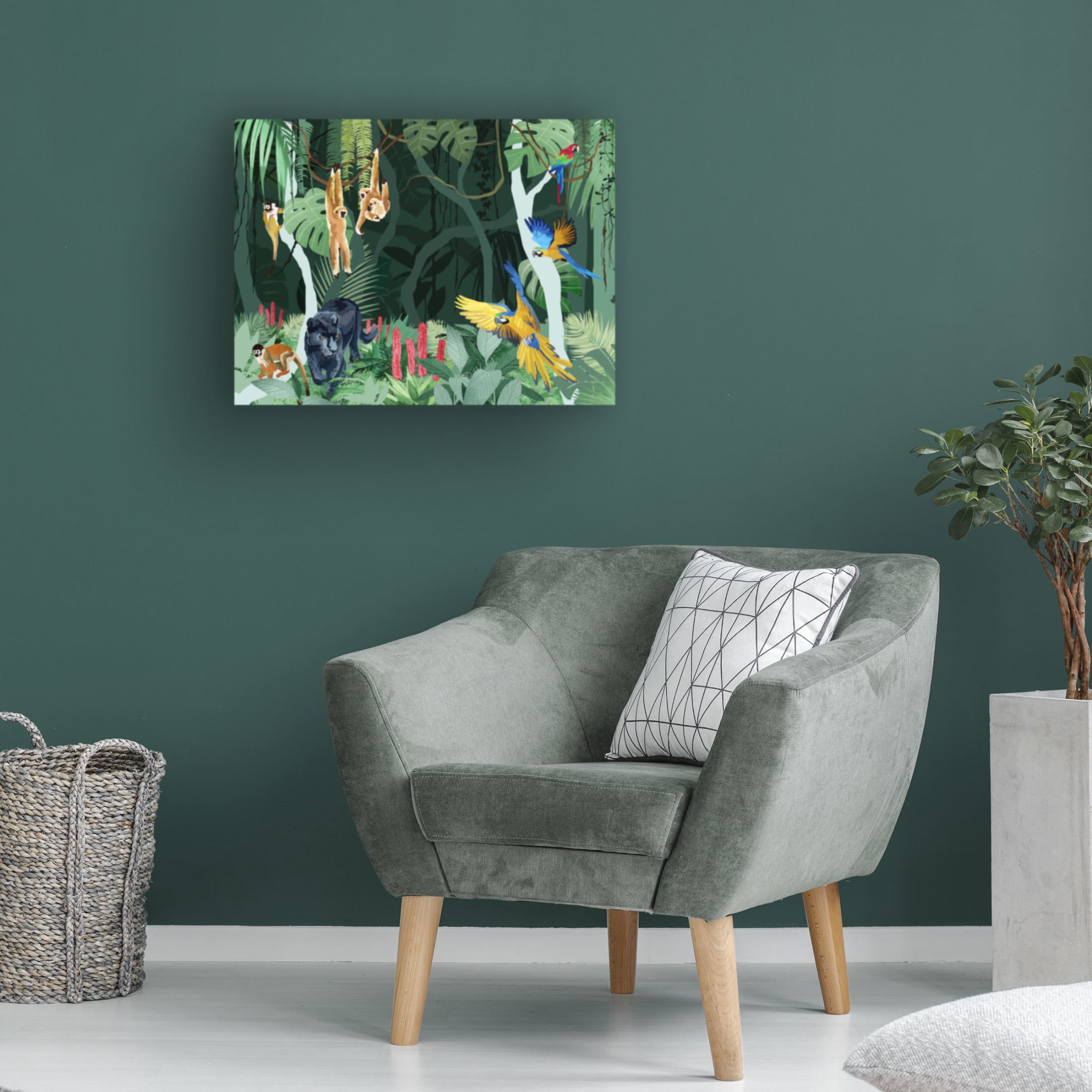 Trademark Fine Art Goed Blauw Jungle Party Canvas Wall Art