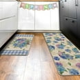 thumbnail image 6 of Spring Summer Floral Flower Kitchen Rugs Set of 2, Blue Hydrangea Mason Jar Eucalyptus Leaves Kitchen Mats Decor, Plaid Check Farmhouse Floor Door Mat Home Decorations -17x29 and 17x47 Inch, 6 of 6