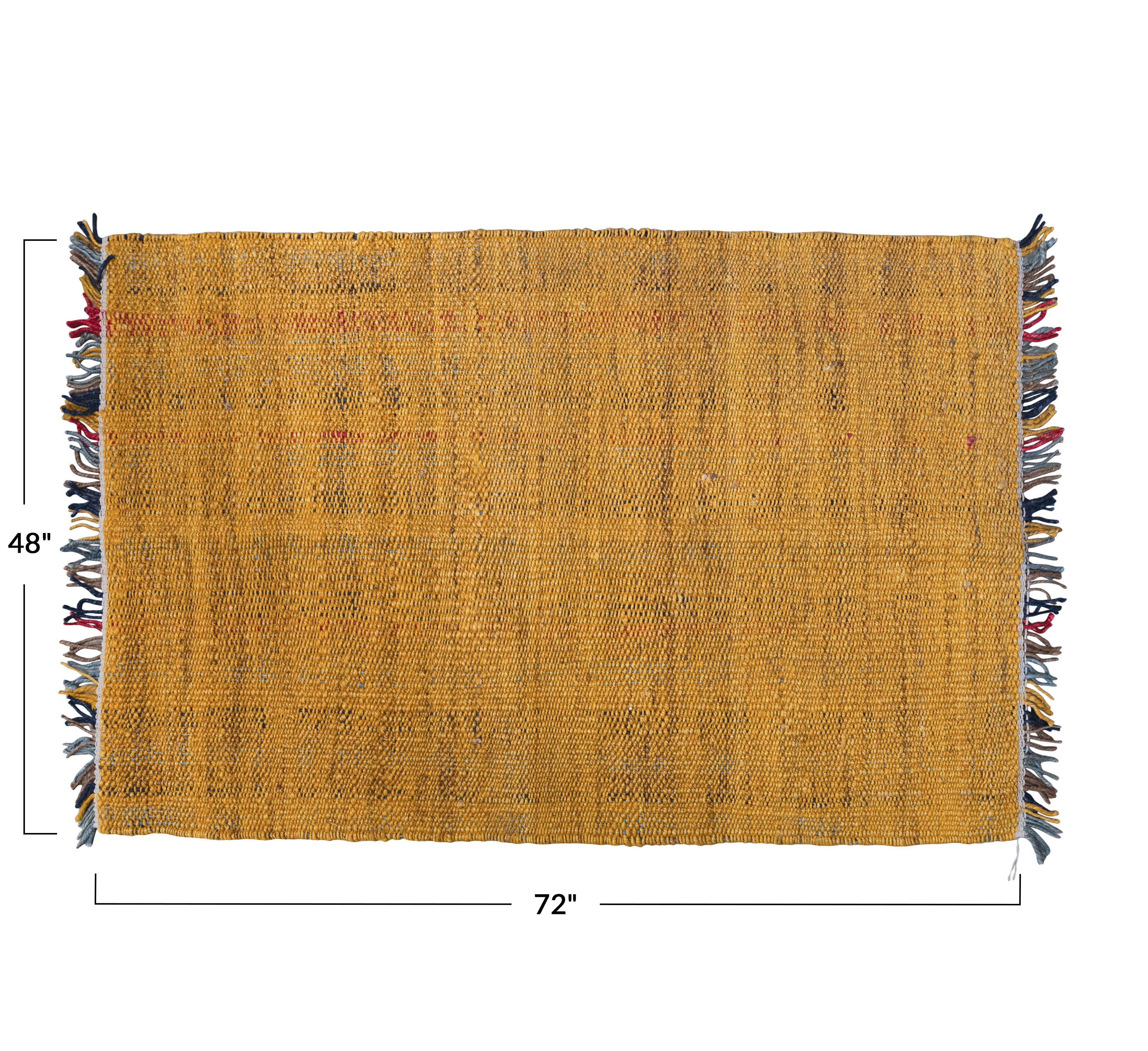 Creative Co-Op Creative Co-Op Woven Jute Rug with Fringe, Multicolor