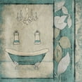 thumbnail image 2 of Grey, Jace 12x12 White Modern Wood Framed Museum Art Print Titled - Teal Floral Bath, 2 of 4