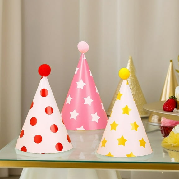 TABLZONE 10pcs Multicolored Birthday Party Cone Hats for Adults, Paper Celebration Hats for Events and Festivities