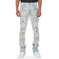 thumbnail image 2 of Yunliwuli Men's Retro Skinny Jeans, Patchwork Distressed Slim Fit Tapered Leg Denim Long Pants Streetwear, 2 of 3