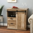 thumbnail image 3 of LuxenHome Natural Oak Finish Manufactured Wood Wine and Storage Cabinet, 3 of 9