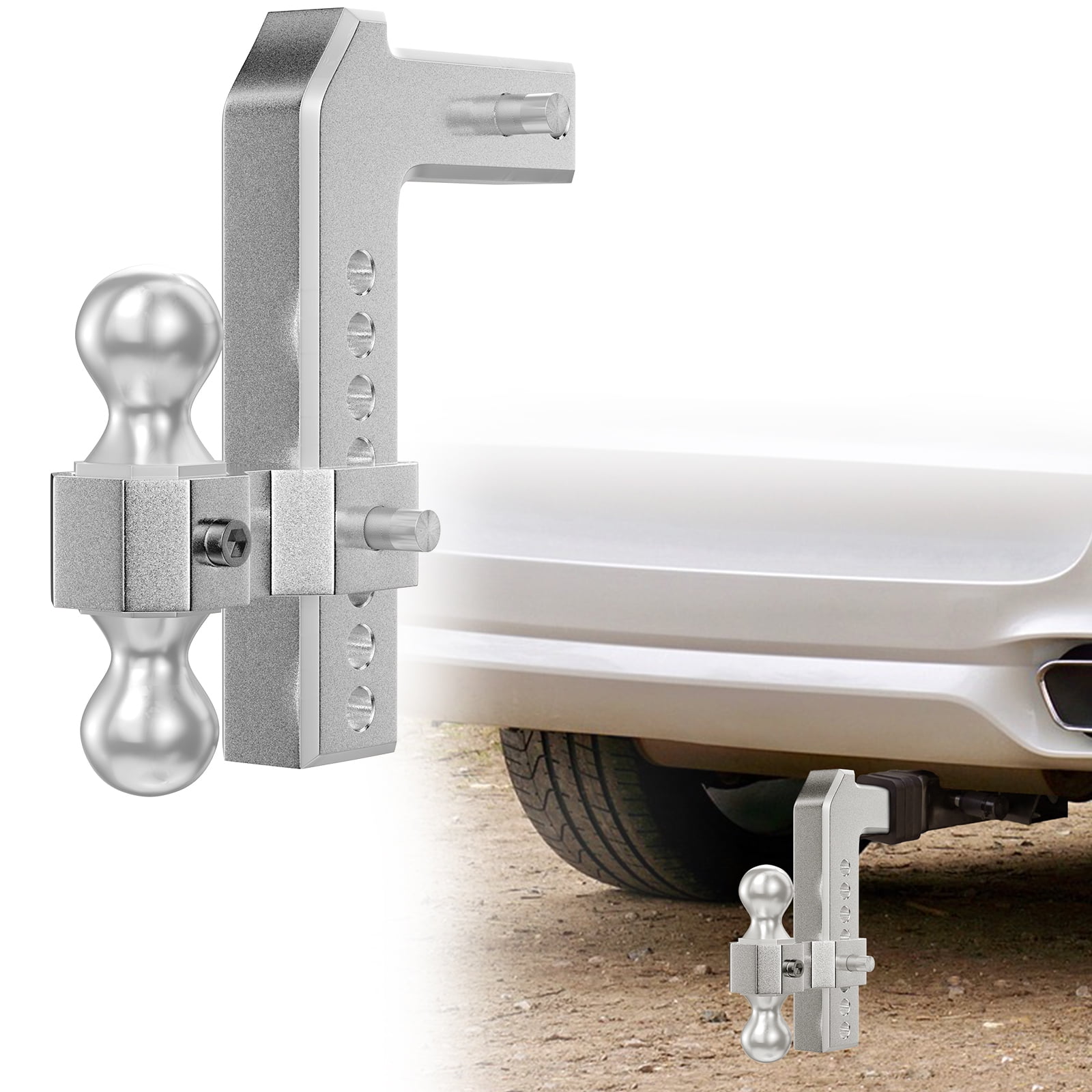 VEVOR Adjustable Trailer Hitch, Fits 2" Receiver, 8" Drop Ball Mount