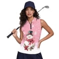 thumbnail image 4 of Yuyamidu Cute Snowman Women's Sleeveless Golf Shirts Athletic Tennis Shirts Pink Christmas Workout Shirts Golf Clothes Activewear Size S, 4 of 8
