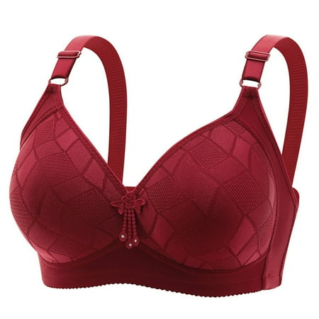 eileial Women s Underwire Bra Minimizer Lace Floral Bra Unlined Unpadded Plus Size Full Coverage Bra Red 50