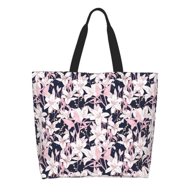 Disketp Lilies Flowers Bolsa Tote Estampada para Mujer, Bolso de Hombro y de Mano para Compras y Viajes