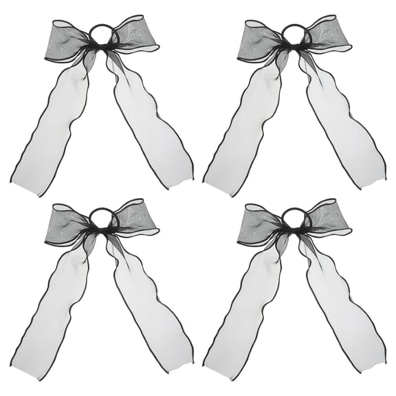 HEANUJJ 4Pcs Stylish Black Bow Elastic Hair Ties Suitable for All Occasions
