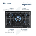 thumbnail image 2 of Parrilla de Gas Empotrable Fline Oporto 5A Vidrio Templado 76 cm, 2 of 5