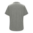 thumbnail image 3 of IROINNID Women's Cotton and Linen V-Neck Short Sleeve Loose T-Shirt Breathable Summer Casual Tops,Trendy Fashion Blouse,Lightweight Work and Playwear(Gray,), 3 of 7