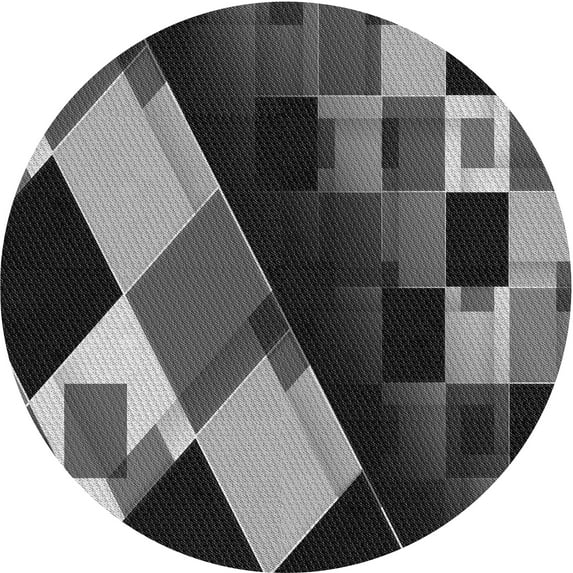 Ahgly Company Indoor Round Patterned Charcoal Black Area Rugs, 7' Round