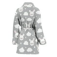 thumbnail image 2 of Rabbit And Cloud Pattern Women Bathrobe One Size Univeral Fits, Rabbit Fashion Lightweight Plush Fleece Long Robe For Women, 2 of 3