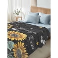 thumbnail image 4 of Summer Sunflowers Queen Size Flat Sheet, Wrinkleproof & Fadeproof Cooling Flat Bed Sheet Only, Farmhouse Cartoon Botanical Flowers Breathable Soft Bedding Top Sheets 90 x 102 Inches, 4 of 8