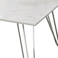 thumbnail image 2 of 36 Inch Square Coffee Table with White Faux Marble Top Chrome Hairpin Legs, 2 of 5