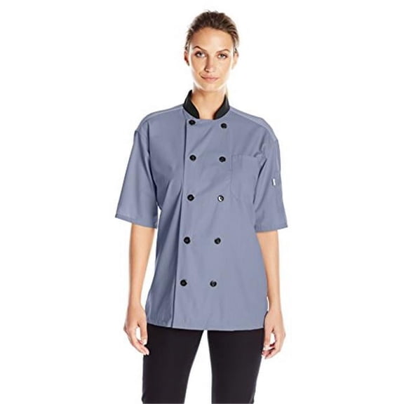 Vtex 0494-6201 Uncommon Threads Womens Havana Chef Coat SS Mesh, Steel - Extra Large