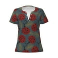 thumbnail image 3 of Naloa Ladybug Print T-Shirts Short Sleeve V Neck Tees for Women Fashion Tops Trendy Lightweight Soft Casual Summer Outfits Clothes, 3 of 5