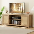 thumbnail image 2 of Litake Rattan TV Stand for 75 Inch, Boho Entertainment Center with Storage and Doors, Wood TV & Media Console Under TV Cabinet Furniture for Living Room, Natural Oak (66 Inch), 2 of 9