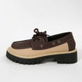thumbnail image 6 of Brown Female Fashion Loafers Featuring Front Lace-Up Round Toe Flat Thick Sole Chunky Heel For Various Settings, 6 of 9
