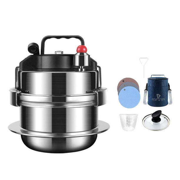 Tnarru Stainless Steel Pressure Cooker Instant Cooking Pot Fast Heating Portable Rice Cooking Pot for Camping Commercial Home Family 2.0L