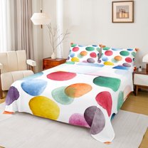 Manfei Watercolor Geometric Circle Bed Sheets,Ink Painting Art King Sheets,Colorful Dots Sheet Set For Boys Girls,Microfiber Bedroom Decor,4pcs