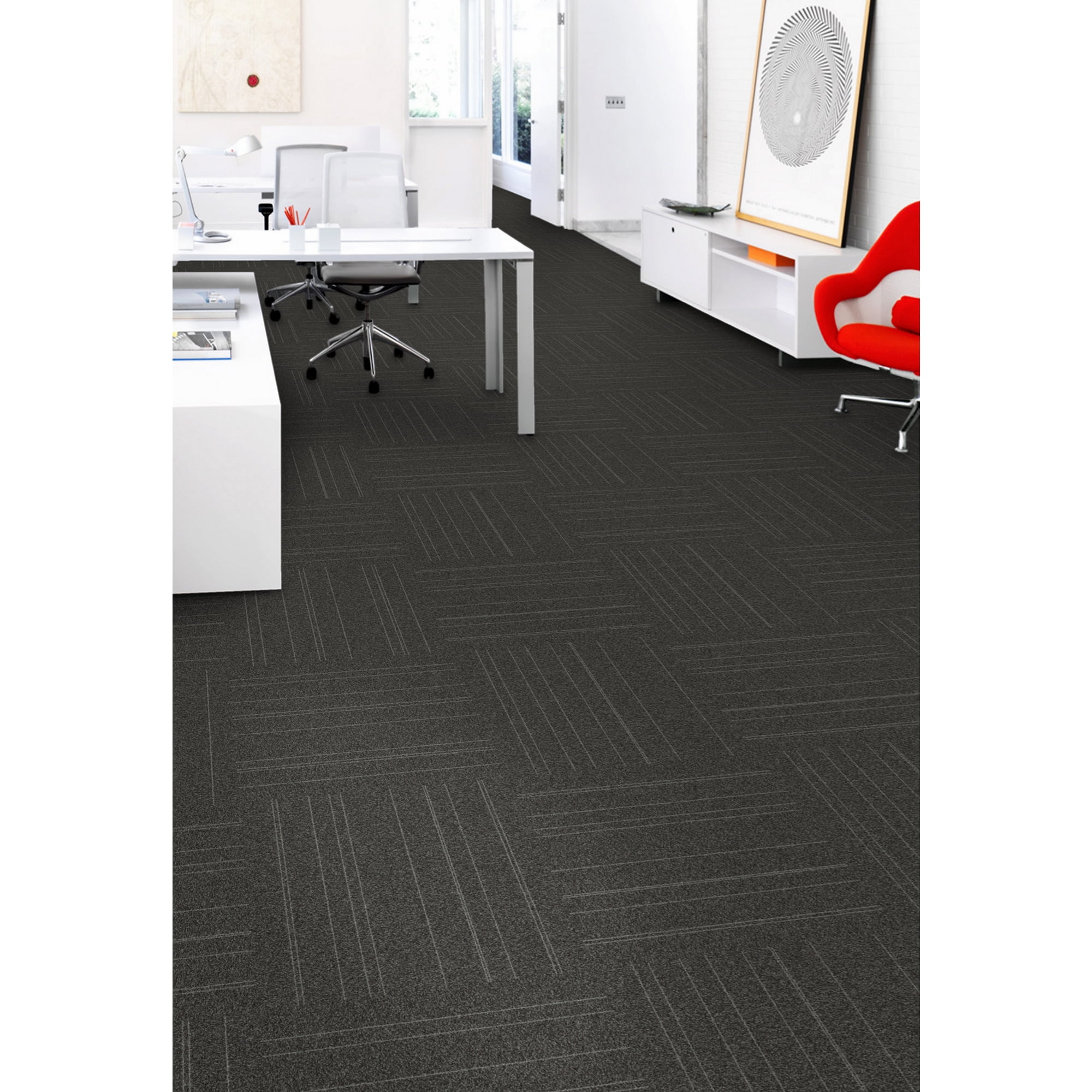 Mohawk Basics 24" x 24" Carpet Tile with EnviroStrand™ PET Fiber in Smoke (96 sq ft per carton)