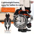 thumbnail image 4 of LETHIME Wheelchairs for Adults, Desk-Length Arms, 17.7”W Seat, 24.25-Ib Lightweight Foldable, Dual brake Design, Swing Away Footrests, Self-propelled Big 20-inch Rear Wheels Suitable for All Terrain, 4 of 8