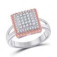 thumbnail image 2 of 10K TWO-TONE GOLD ROUND DIAMOND ROPE SQUARE CLUSTER RING 1/3 CTTW, 2 of 4