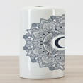 thumbnail image 3 of Moon Ceramic Toothbrush Holder, Eastern Design Celebration Vintage Circle Pattern, Decorative Versatile Countertop for Bathroom, 4.5" X 2.7", Dark Blue White Teal, 3 of 4
