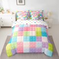 thumbnail image 2 of jejeloiu Colorful Building Blocks 7-Piece Twin Bedding Sets,Abstract Geometric Plaid Bedding Comforter Set,Rainbow Checkered Sheet Sets For Girls Boy,Breathable Home Decor Reversible, 2 of 8