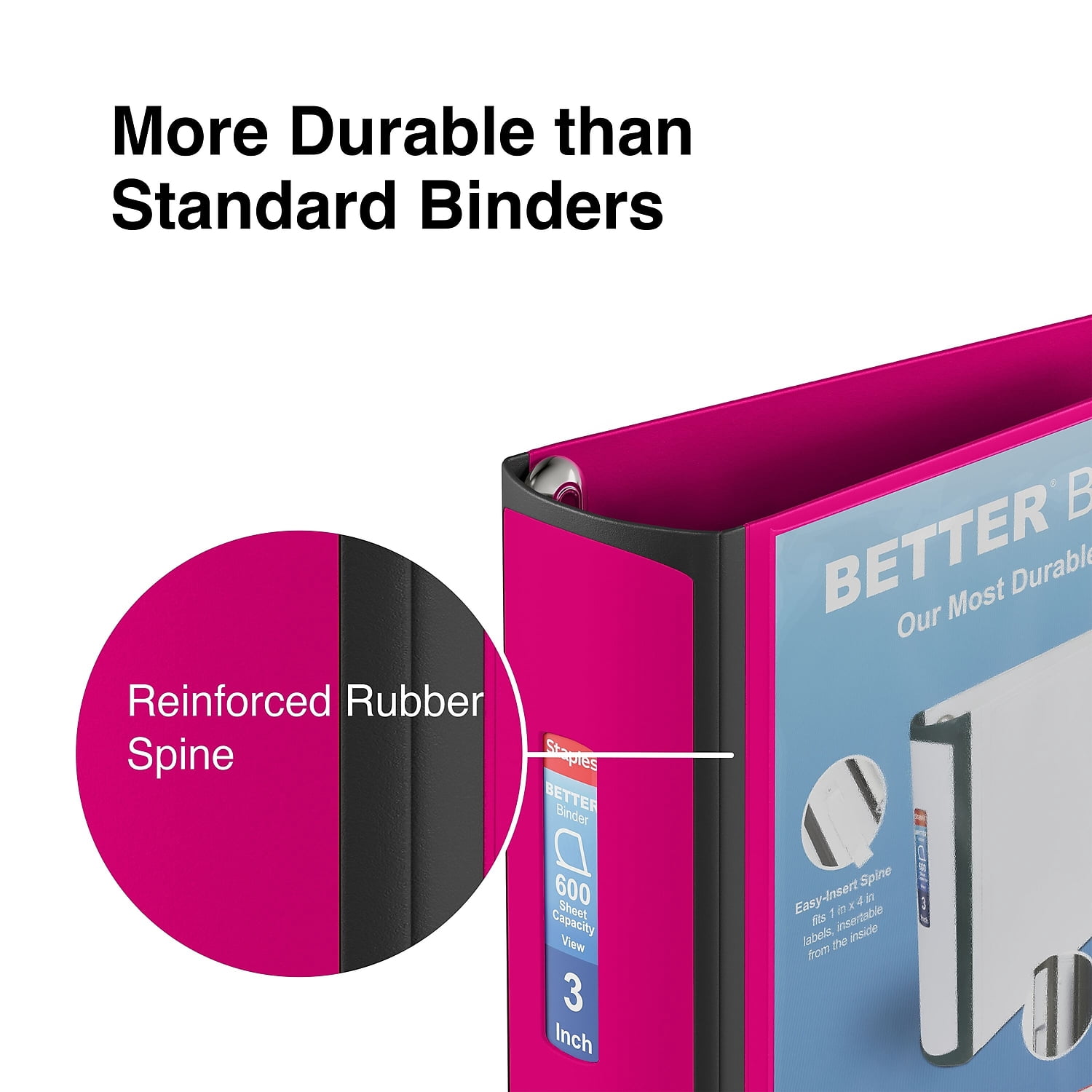 Staples 3" 3-Ring Better Binder Pink 2/Pack ST55890-CCVS