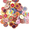 thumbnail image 2 of 100-pack wooden buttons kids buttons decorative buttons flatback rainbow buttons Colored Series, 2 of 7